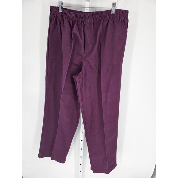 White Stag Purple Cotton Blend Elastic-Waist High-Rise Trouser Size 16 - Picture 2 of 4